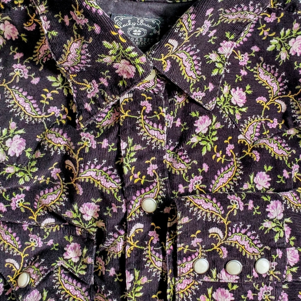 Vintage LUCKY BRAND Cotton Corduroy Pearl Snap Shirt - Picture 5 of 7